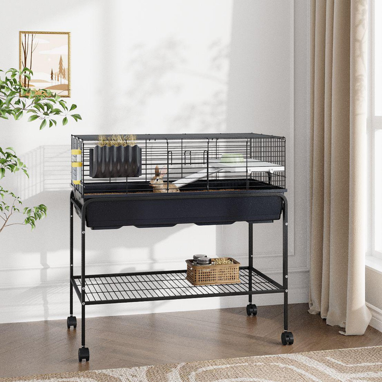 Ebern Designs 35.3" h Hamster Cage Kit with Removable Storage Shelf ...